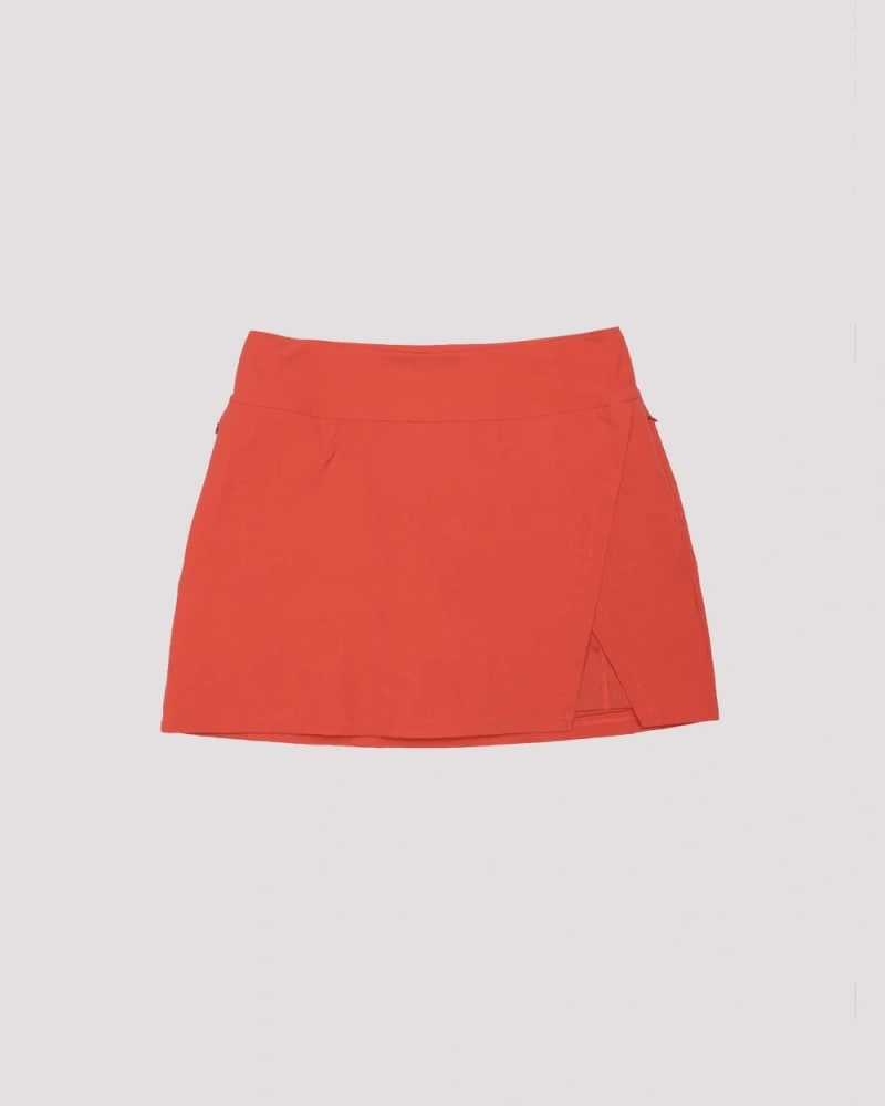 Front of a size 4X get dirty skort in Hot sauce by alder apparel. | dia_product_style_image_id:300713